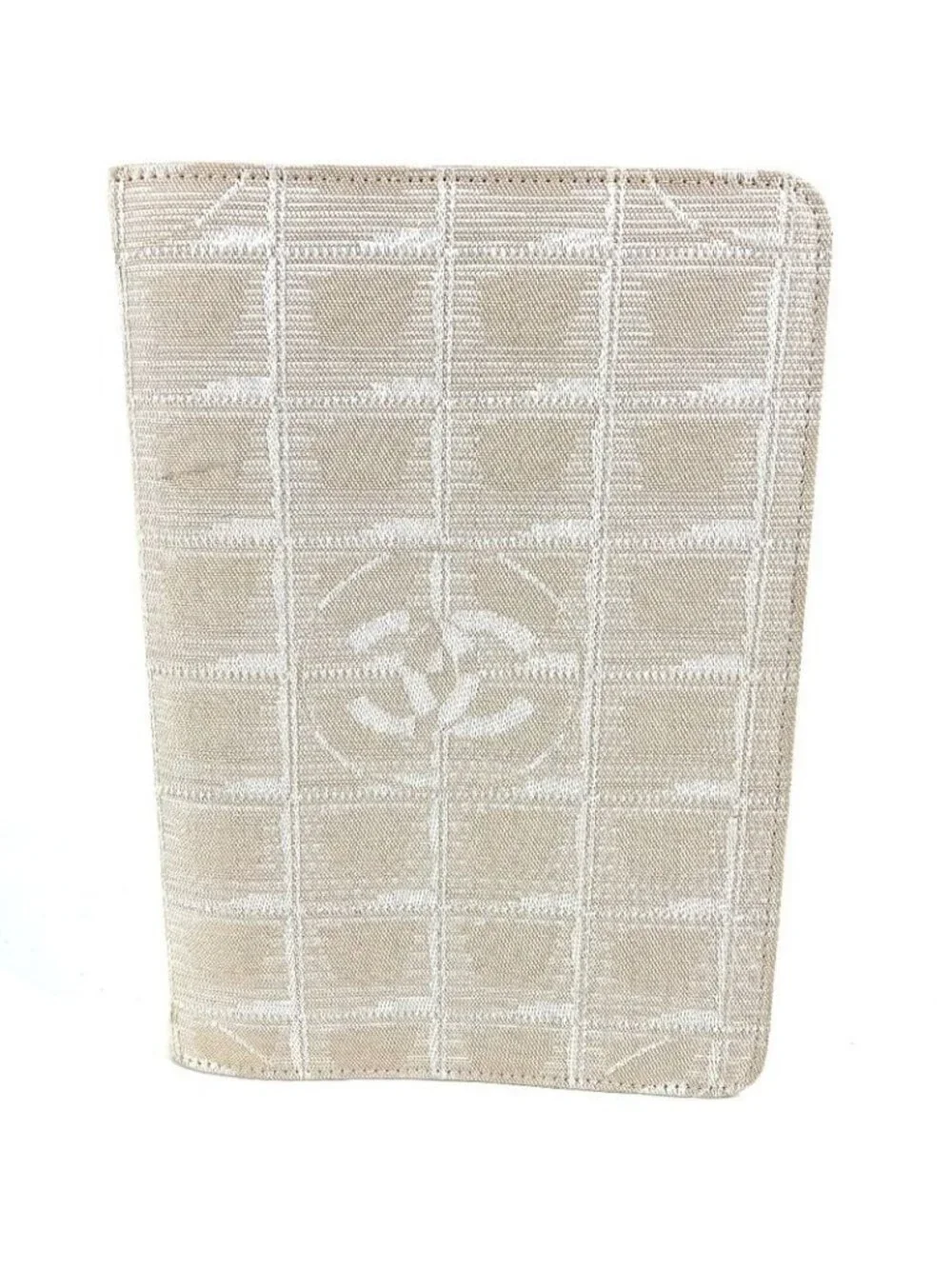 Chanel Notebook Cover Logo Nylon Canvas Beige